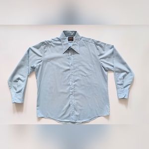 Gimbels Mens 17/34-35 Collared Button Down Shirt Blue Vintage